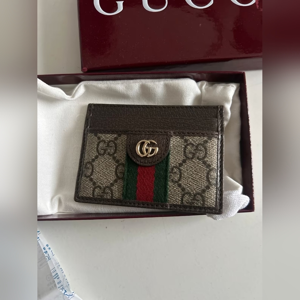 Gucci Ophidia Beige and Dark Brown Card Case - Picture 3 of 5